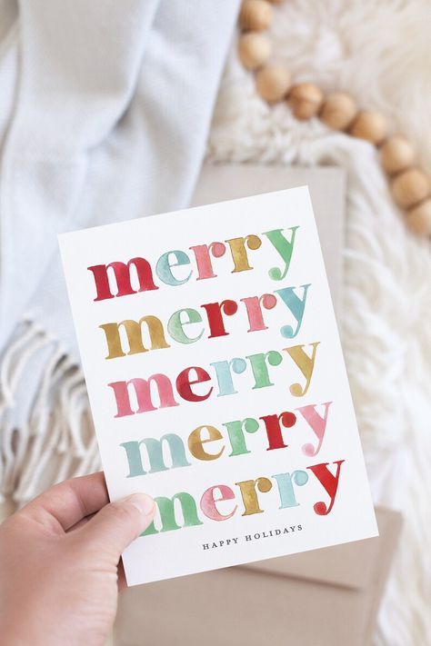 Company Christmas Cards, Merry Christmas Greeting Card, Holiday Stationery, Handmade Christmas Cards, Merry Christmas Card Greetings, Christmas Stationery, Merry Christmas Greetings, Colorful Christmas, Gift Tag Cards