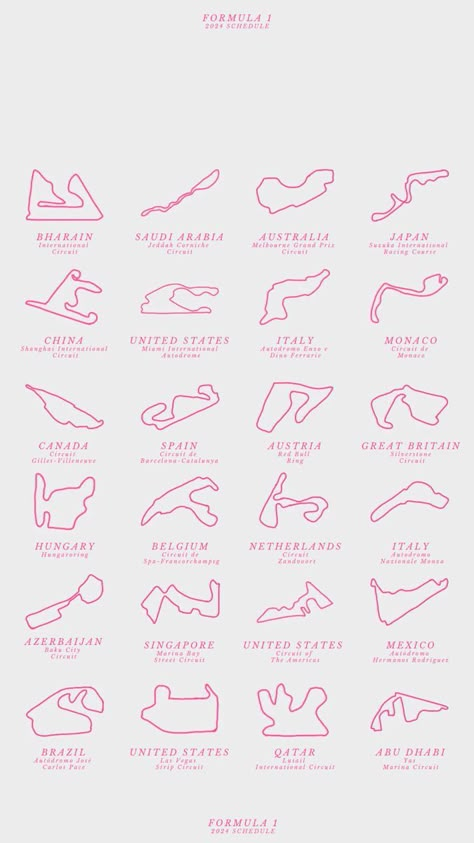 Mercedes F1 Wallpaper Ipad, F1 Track Tattoo, Formula 1 Track Wallpaper, F1 Circuits Wallpaper, F1 Tracks Wallpaper, F1 Pink Wallpaper, Aesthetic Formula 1 Wallpaper, Pink F1 Car, F1 Beige Aesthetic