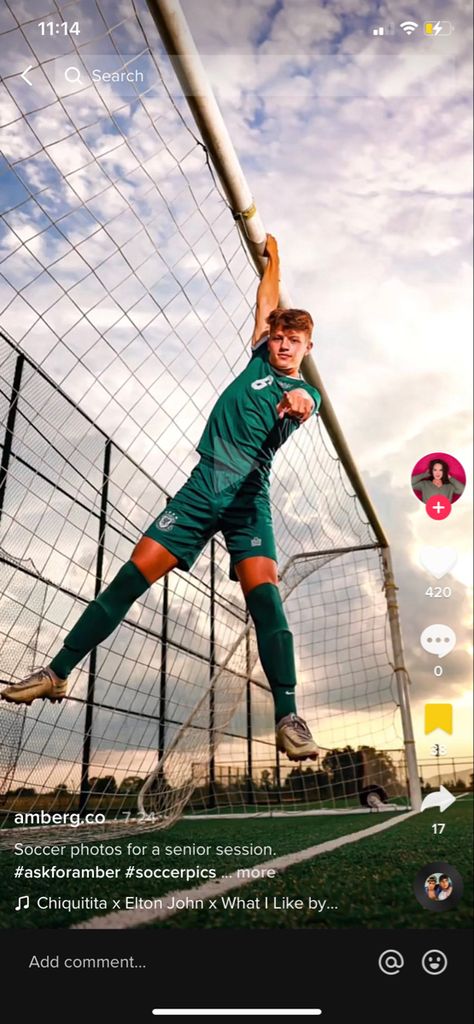 Soccer Pictures Poses Boys, Soccer Goalie Photoshoot, Posed Soccer Pictures, Senior Picture Ideas Soccer Goalie, Soccer Senior Pictures Goalie, Senior Sports Pictures Soccer, Senior Pictures Soccer Boys, Boy Soccer Senior Picture Ideas, Boys Senior Soccer Pictures