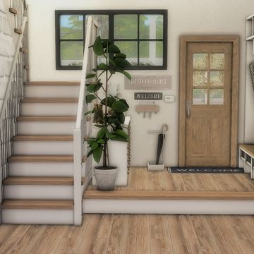 The Summer I Turned Pretty House Bloxburg, Beans Builds Sims 4, Bloxburg Aesthetic Houses Layout, Sims Four House Ideas, Aesthetic Roblox Bloxburg Houses, Sims4 Cc Building, Ts4 Farmhouse Cc, Sims Farmhouse Interior, Sims 4 Modern Farmhouse Interior