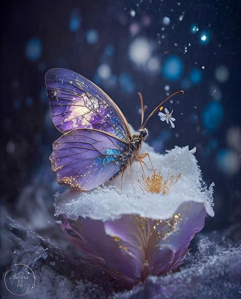 #ai-art #magic #spring #wallpaper #butterfly Butterflies, Good Things, Flowers, Blue