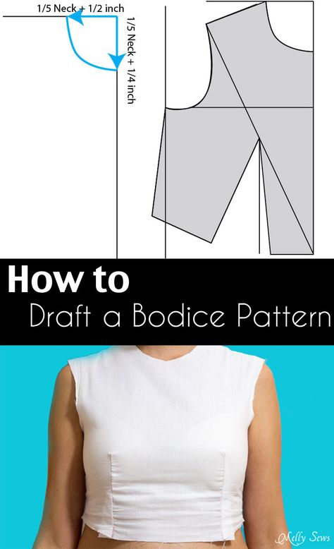 How to Make a Bodice Pattern - Draft a sloper pattern based on your own measurements to help you fit patterns to yourself. Melly Sews, Sewing Alterations, Bodice Pattern, Sew Ins, Pattern Drafting, Sewing Lessons, Sewing Projects For Beginners, Sewing Skills, Dress Sewing Patterns