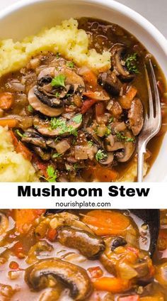 Resep Vegan, Vegetarian Stew, Mushroom Stew, Vegan Stew, Vegan Mushroom, Meatless Dinner, Tasty Vegetarian Recipes, Meatless Meals, Vegan Dinner Recipes