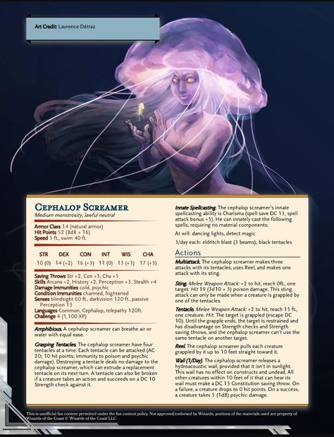 D D 5e Homebrew, Homebrew Monsters, Ocean Monsters, Dnd Stats, Dnd Races, Underwater City, Dnd Dragons, Underwater Sea, Dnd 5e Homebrew