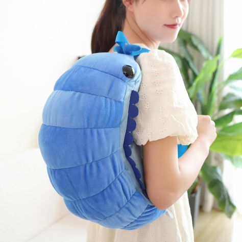 Isopod Plush, Cute Isopod, Backpack Plush, Cartoon Doll, Plush Bags, Plush Backpack, Kawaii Plush, Cute Backpacks, Blue Backpack