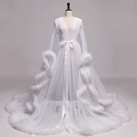 be53ee61104935234b174e62a07e53cfdesc39752895ri Fancy Robes, White Bridal Robe, Angel Brinks, Maternity Evening Dress, Red Angel, Tulle Prom Dresses, Luxury Robes, Feather Wedding, Wedding Robe