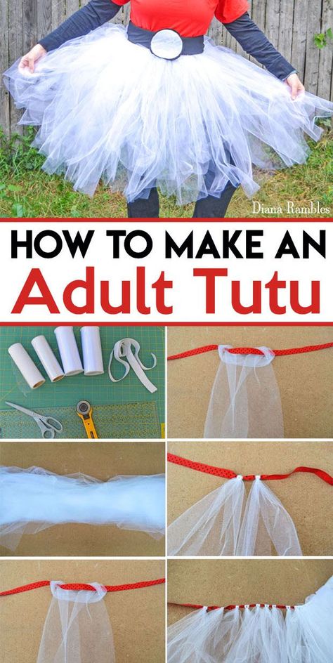 How to Make an Adult Tutu Tutorial - Want a tutu for a Halloween costume or party? Follow this easy Adult Tutu tutorial to make an inexpensive addition to your wardrobe. #tutu #DIY Diy Tutu Adult, Tule Rok Outfits, Costumes Faciles, Tutu Diy, Diy Fantasia, Diy Tulle Skirt, Diy Tutu Skirt, Meme Costume, Snowman Costume