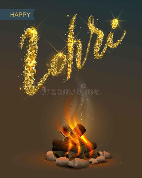 Happy Lohri Punjabi festival. Bonfire on dark background and lettering text vector illustration Happy Lodi Pic, Nails For Lohri, Lohri Quotes In Hindi, Happy Lohri 2024, Happy Lohri Images In Punjabi, Happy Lohri Jewellery Ads, Lohri Wishes In Punjabi, Happy Lorhi, Happy Lohri Creative