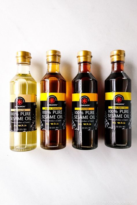 Sesame oil is a cooking oil made from pressed sesame seeds that’s very popular in Asian cooking. It generally comes in untoasted or toasted varieties. Let’s discover its many uses, recommended brands, health benefits, storage, and delicious recipes using this wonderful oil. #japaneseingredients #sesameoil #asiancooking | JustOneCookbook.com Spicy Stir Fry Sauce, Asian Sauce Recipes, Homemade Stir Fry Sauce, Asian Dipping Sauce, Toasted Sesame Oil, Teriyaki Sauce Recipe, Honey Garlic Sauce, Asian Sauce, Condiment Recipes