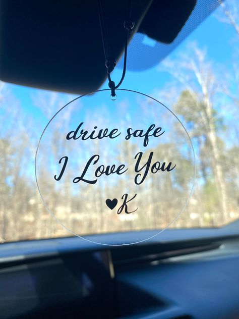 Car Hanging Accessories Diy Rear View Mirror, Car Ornaments Mirror, Drive Safe Quotes, Safe Car, Car Mirror Decorations, Car Hanging Accessories, Car Mirror Hangers, Initials Ornament, Cool Car Accessories