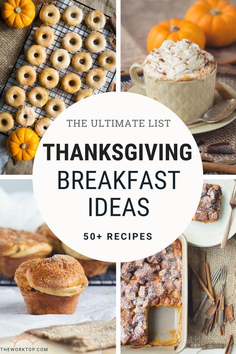 The ultimate collection of Thanksgiving Breakfast Ideas and Recipes! Plan the perfect menu. Find casseroles, make ahead, easy recipes that are perfect for any Thanksgiving brunch party. Recipes and ideas on www.theworktop.com. || #thanksgiving #thanksgivingideas #brunch #breakfast #thanksgivingrecipes Breakfast Menu Ideas, Thanksgiving Breakfast Ideas, Thanksgiving Brunch Recipes, Brunch Party Recipes, Thanksgiving Brunch, Thanksgiving Breakfast, Fall Brunch, Delicious Thanksgiving, Fall Breakfast