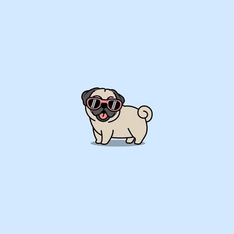 Cute pug dog with sunglasses cartoon, ve... | Premium Vector #Freepik #vector #background #logo #label #baby Pugs Cute, Cute Pugs Wallpapers, Pug Kawaii, Sunglasses Cartoon, Pug Wallpaper, Dog With Sunglasses, Pug Cartoon, Pug Illustration, Dog Sunglasses