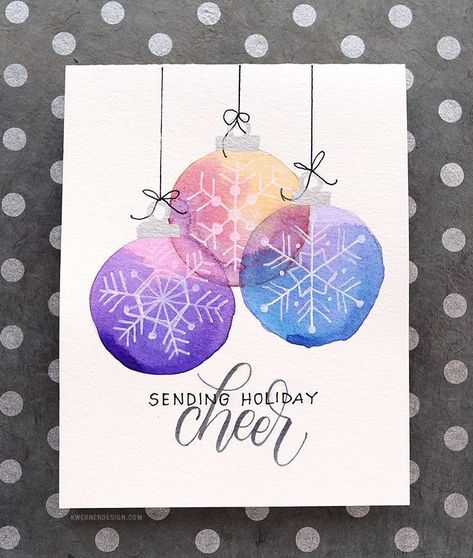 Holiday Card Series – Easy DIY Card with Minimal Supplies – kwernerdesign blog Holiday Card Inspiration, Painted Christmas Cards, Diy Holiday Cards, Christmas Card Art, Watercolor Christmas Cards, Easy Diy Halloween, Diy Christmas Cards, Christmas Drawing, Christmas Paintings