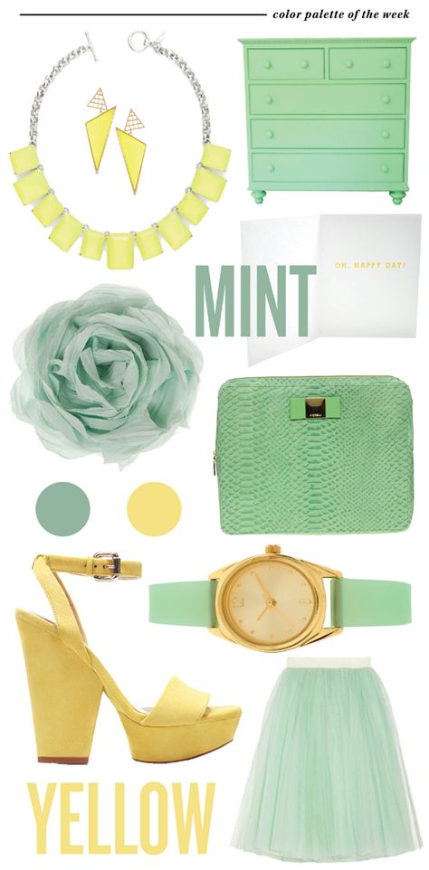 Minty mint Mint Green Color Combinations, Mint Moodboard, Mint And Yellow, Moodboard Fashion, Green Color Combinations, Colour Full, Color Palette Yellow, Spring Color Palette, Mint Green Color