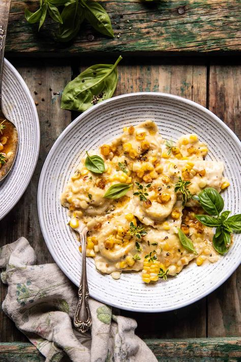 Browned Garlic Butter Creamed Corn Cheese Ravioli | halfbakedharvest.com Corn Ravioli, Half Baked Harvest Recipes, Corn Cheese, Buttered Corn, Homemade Ravioli, Butter Pasta, Ricotta Pasta, Cheese Ravioli, Harvest Recipes