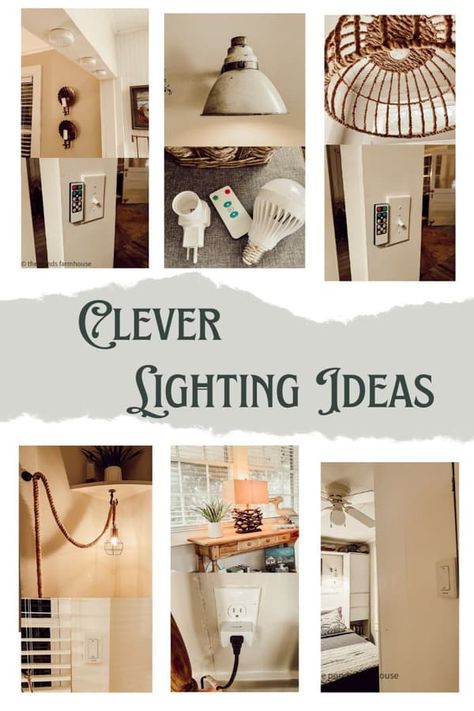 Lighting Without Wiring, Rechargeable Light Bulb, Sitting Room Lights, Tiny House Remodel, Lighting Hacks, Small Bedroom Remodel, Bookcase Lighting, Corner Couch, Puck Lights