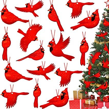 Red Cardinal Christmas, Cardinals Birds, Red Christmas Ornaments, Cardinal Christmas, Cardinal Ornaments, Red Christmas Tree, Red Ornaments, Christmas Bird, Cadeau Diy