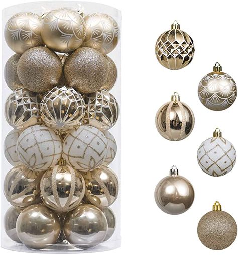 White Christmas Ornaments, Plastic Christmas Tree, Christmas Ball Ornaments, Hanging Christmas Tree, Gold Christmas Tree, Christmas Ornament Sets, Christmas Ball, Gold Christmas, Ball Ornaments