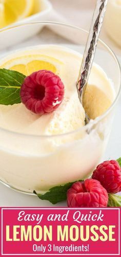 Lemon Mousse Recipe Easy, Lemon Mousse Recipe, Cold Desserts Summer, Easy Mousse, Fancy Desserter, Mousse Recipes Easy, Dessert Cravings, Easy Summer Dessert, Lemon Mousse