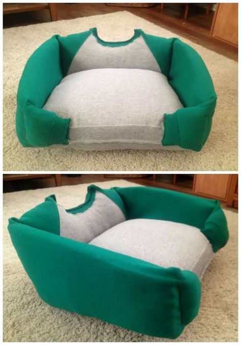 Fauteuil pour chat ou chien avec un vieux pull. 27 supers idées bricolage pour chats et chiens Katt Diy, Kat Diy, Chat Diy, Diy Pet Bed, Cat House Diy, Dog Clothes Diy, Dog Suit, Diy Dog Bed, Dog Clothes Patterns