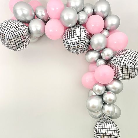 Pink Disco Balloon Garland Kit - Pretty Collected Disco Balloon Garland, Disco Party Decor, Disco Ball Balloons, Ball Balloons, Disco Bachelorette Party, Last Disco, Disco Bachelorette, Disco Birthday Party, Disco Party Decorations