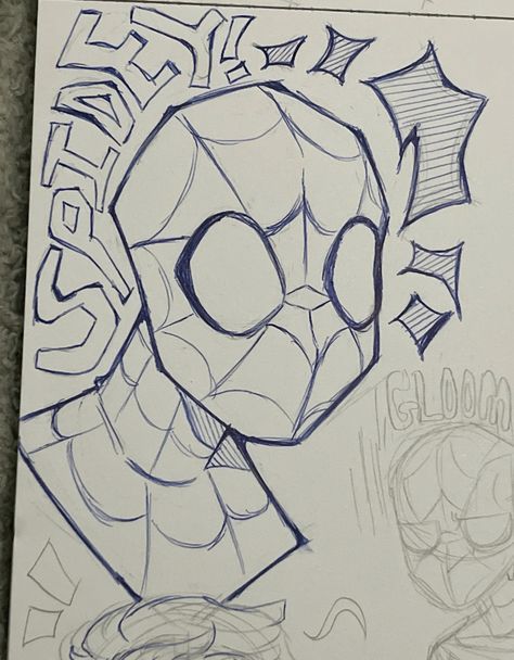 Projek Mengait, 심플한 그림, Spiderman Drawing, Spiderman Art Sketch, Drawing Faces, Graffiti Style Art, Easy Doodles Drawings, Easy Drawings Sketches, Graffiti Drawing