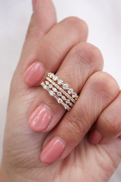 Stacked Diamond Wedding Bands, Mixed Metal Wedding Rings, Wedding Band Stack, Mixed Metals Wedding, Stackable Diamond Bands, Stacked Diamond Bands, Dainty Wedding Band, Gold Wedding Bands Women, Dainty Wedding