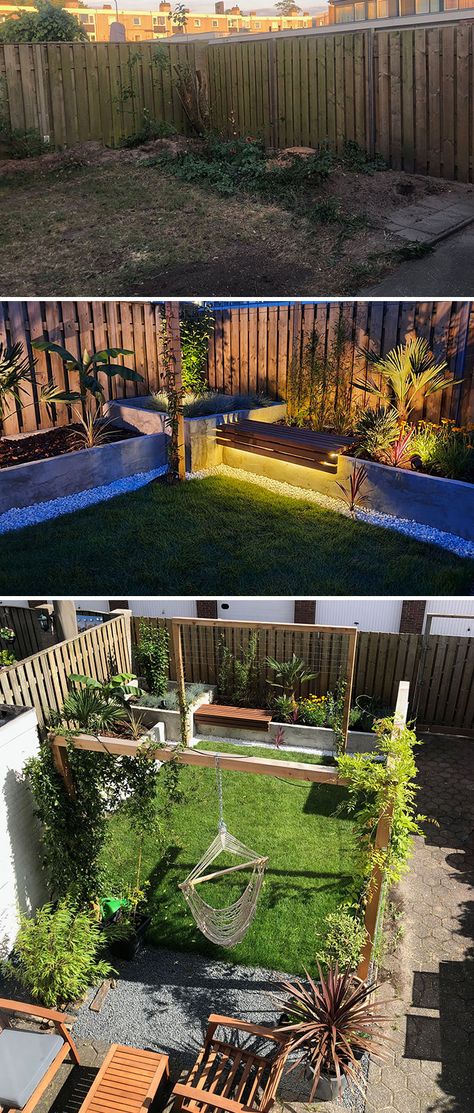 20 People Who Gave Their Backyards A Makeover During The Quarantine | DeMilked Yard Before And After, Backyard Treehouse, Cozy Backyard, Boho Garden, Patio Makeover, Side Yard, Backyard Makeover, Backyard Projects, Back Gardens