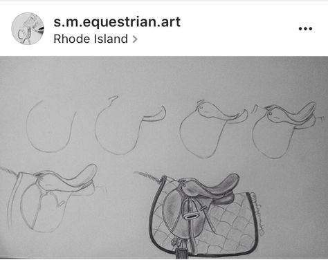 How To Draw A Horse Jumping, Saddle Drawing Easy, How To Draw A Saddle, Horse Saddle Drawing, How To Draw A Horse Head, How To Draw Horse, Drawing Ideas Horse, Saddle Sketch, How To Draw A Horse