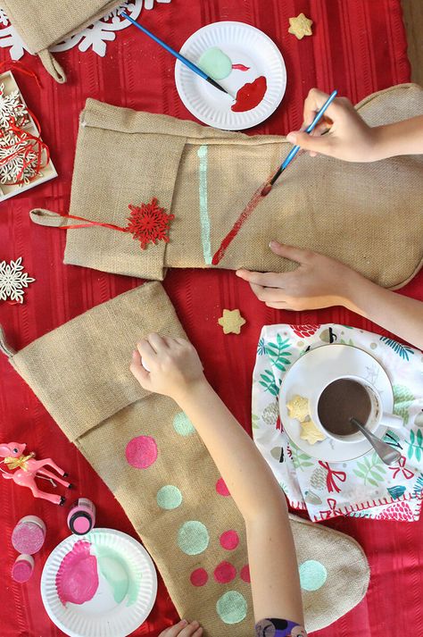 Christmas Eve Traditions. We love to decorate stockings on Christmas eve. It's always fun to see what everyone comes up with!  #christmas #christmastraditions #christmasideas #christmasideasforkids #persialou Decorate Stockings, Christmas Gift Ideas For Mom, Christmas Stocking Decorations, Decorated Stockings, Christmas Eve Traditions, Winter Holiday Crafts, Diy Stockings, Favorite Activity, Handmade Holiday Gifts