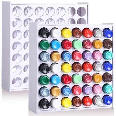 PRICES MAY VARY. Wall Mounted: the package includes 4 craft paint storage organizers and 1 installation instruction manual; It's a wall mounted craft paint organizer that frees up valuable desk space, making it ideal for small hobby spaces, or you can place it on your desk to add space flexibility; It is easy to install on the wall with included stainless steel hooks; Note: it is not recommended to use screws, which is not conducive to disassembly, and can be installed directly to avoid violent Paint Storage Containers, Paint Organizer, Paint Holder, Craft Paint Storage, Bottle Organizer, Paint Rack, Paint Organization, Storage Organizers, Art Painting Supplies