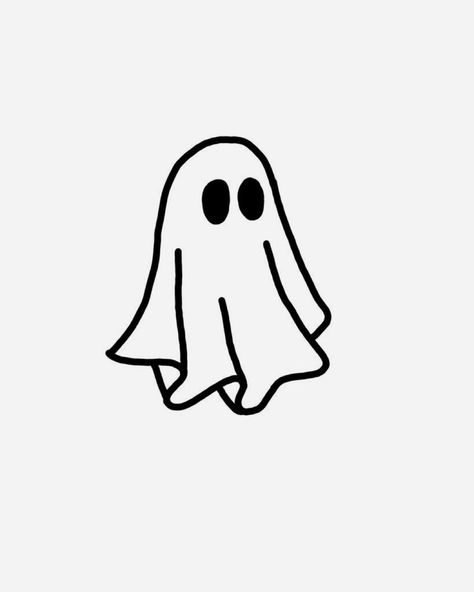 Simple Ghost Tattoo Design, Ghost Doodle Wallpaper, Mini Horror Drawings, Doodle Drawings Halloween, Simple Spooky Doodles, Ghost Simple Drawing, Minimal Ghost Tattoo, Halloween Small Drawings, Small Halloween Doodles