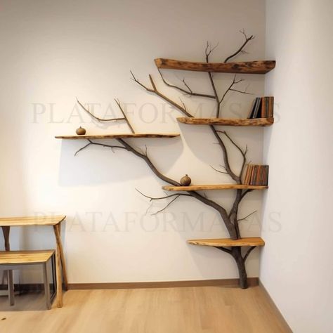 PLEASE DO NOT COPY OUR PICTURES IN ANY FORM, IF YOU BUY AT OTHER STORE, THERE ARE ANY PROBLEMS WE ARE NOT RESPONSIBLE With a rich 15-year history, we specialize in crafting distinctive, rustic, and live-edge pieces. Drawing on our wealth of experience, we are well-equipped to meet your unique requirements. Our tree branch shelves are meticulously handcrafted by seasoned artisans, showcasing a blend of skill and precision. Constructed from solid wood and natural branches, each piece reflects the Art From Tree Branches, Forest Theme Living Room Decor, Shelf Above Picture, Master Bedrooms Decor Bookshelf, Style Shelves Bedroom, Earth Wall Decor, Diy Tree Wall Decor, Living Room Decor Corner Ideas, Natural Tree Decor