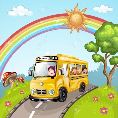 Bus Sekolah, School Bus Clipart, Cartoon School Bus, Illustration School, Bus Cartoon, Shapes Worksheet Kindergarten, Cute Tshirt Designs, Scrapbook Images, School Wall Art