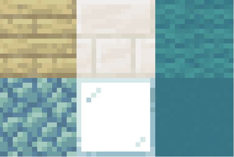 Minecraft Block Palette Yellow, Minecraft Color Palette Prismarine, Blue Block Pallet Minecraft, Blue Minecraft Palette, Block Combination Minecraft, Minecraft Blue Color Palette, Spruce Wood Color Pallet Minecraft, Minecraft Block Platte, Light Blue Minecraft House