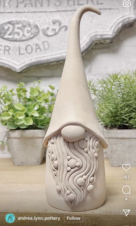 Ceramic Gnomes Ideas, Pottery Gnomes Ideas, Pottery Gnomes Ceramics, Diy Clay Gnomes, Winter Clay Projects, Clay Gnomes Ideas, Air Dry Clay Gnomes, Clay Gnomes Diy How To Make, Useful Clay Projects Ideas