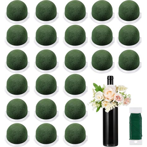 PRICES MAY VARY. Enough Quantity for Daily Needs: you will receive 36 pieces of mini floral foam holder and 2 pieces of green floral wire, each floral foam holder measures about 1.97 x 1.57 inches/ 5 x 4 cm, the length of green floral wire is about 38 yd/ 35 m, enough for your daily use, replacement and sharing needs Ideal Choice for Flower and Plant: floral foam is an ideal place to put your fresh flowers and plants, to keep them vibrant and living; The sturdy containers provide water storage, Green And White Roses Centerpieces, Flower Arrangements For 21st Birthday, Flower Show Arrangements, Wedding Wine Bottle Decor, Wine Bottle Wedding Decor, Wine Bottle Decorations, Wedding Wine Bottle, Wet Foam, Flower Foam