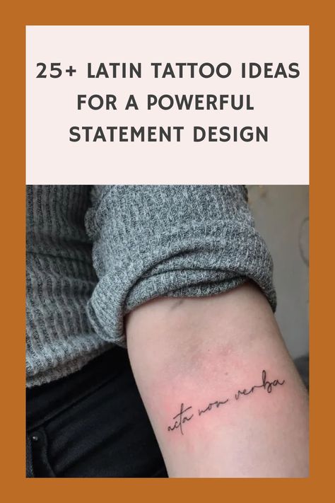 Find your next powerful statement tattoo design with these 25+ Latin tattoo ideas. Express yourself with timeless phrases and words in Latin that hold deep meaning. #LatinTattoo #TattooIdeas #InkInspiration Latin Tattoo Ideas, Latin Quote Tattoos For Women, Latin Word Tattoos, Words In Latin, Loved Ones Tattoos, Latin Phrase Tattoos, Spanish Quotes Tattoos, Statement Tattoo, Latin Quote Tattoos