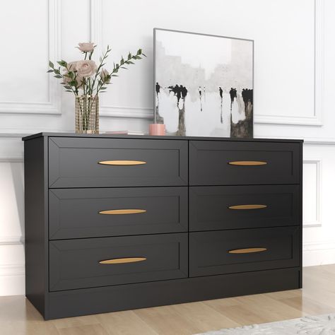 Closets Bedrooms, Black Chest Of Drawers, Dresser Brown, Dresser Wood, Furniture Flips, Beautiful Dresser, 4 Drawer Dresser, Dresser Sets, Primary Bedroom