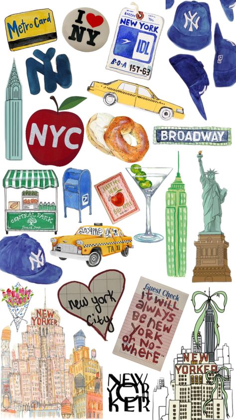 Voyage New York, Scrapbook Printing, Iphone Wallpaper App, New York Art, Art Collage Wall, Computer Wallpaper, Cute Wallpaper Backgrounds, Pics Art, Aesthetic Stickers