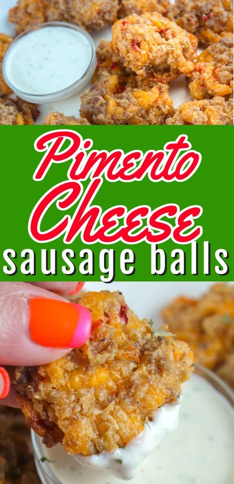 Pimento Cheese Sausage Balls, Party Food Favorites, Cheese Sausage Balls, Sausage Cheese Balls, Raw Breakfast, Sausage Balls Recipe, Family Dinner Night, Pimento Cheese Recipes, Sausage Balls