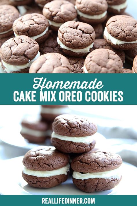 Cake Mix Oreo Cookies, Betty Crocker Cookies, Homemade Oreo Cookies, Oreo Cookie Cake, Homemade Cake Mixes, Betty Crocker Cake Mix, Oreo Cookie Recipes, Chocolate Cake Mix Cookies, Betty Crocker Cake