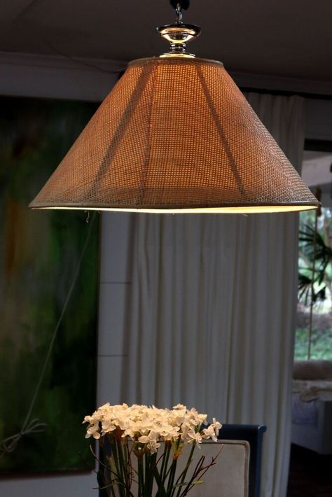 Cover A Lampshade, Drum Shade Chandelier, Cane Webbing, Shade Chandelier, Habitat For Humanity, Chandelier Shades, Dining Room Chandelier, Bake Sale, Open Weave