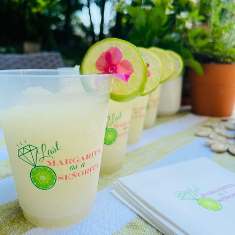 It's time to fiesta like there's no mañana with our "Last Margarita as a Señorita" frosted drinking cups. Fun, cute, and colorful, these adorable drinking cups are the perfect way to add some south-of-the-border flair to your bachelorette bash, birthday party, or summer soiree. So grab your sombreros, and your margaritas - it's time to toast friendships that will last forever! Perfect for a "Tequila and Tacos," a "Margaritas and Matrimony," and Miami Beach Bachelorettes. Pair with our "Margarita Bachelorette Party Themes Margarita, Tacos And Margaritas Party, Last Margarita As A Senorita, Margarita Veil Bachelorette, Margs And Matrimony Bridal Shower Ideas, Margs And Matrimony Bachelorette Themes, Margarita Themed Bachelorette Party, Tequila Bachelorette Party, Margarita Bachelorette Party