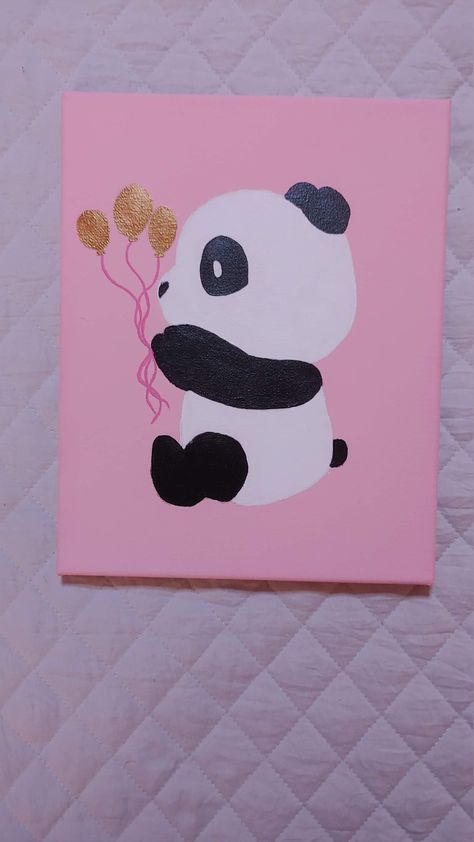 Panda Canvas Painting, Balloons Painting, Panda Sketch, Panda Painting, Balloon Painting, Birthday Gifts For Boyfriend Diy, Inspiration Painting, Small Canvas Paintings, Simple Canvas Paintings