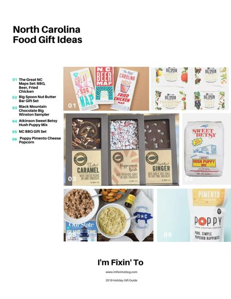 Holiday Gift Guide: 21 Unique North Carolina Gifts - I'm Fixin' To North Carolina Food, Chicken Bar, North Carolina Gifts, Puppy Mix, Bbq Gifts, Holiday Gift Box, Drink Gift, Good Morning Happy, Food Gifts