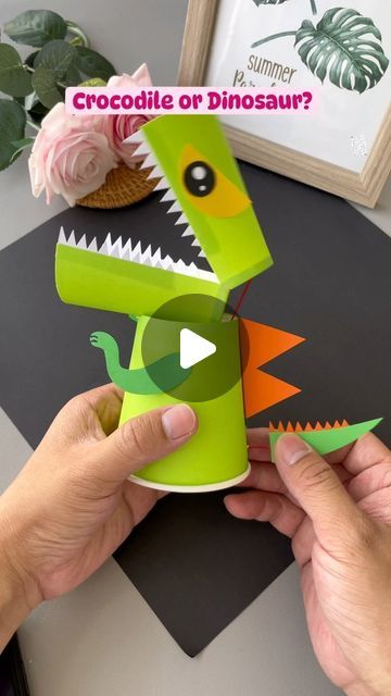 Big Mouths, Plastic Cup Crafts, Crocodile Craft, Diy With Kids, Paper Cup Crafts, Craft Work For Kids, Tutorial Origami, Dinosaur Activities, Puppet Crafts