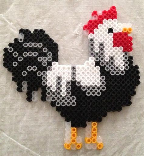 Rooster perler beads by John H. -Perler® | Gallery Melty Bead Patterns, Fuse Bead Patterns, Hama Beads Design, Perler Crafts, Hama Beads Patterns, Diy Perler Beads, Related Post, Melting Beads, Iron Beads