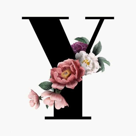 Letter Y Aesthetic, Y Letter Images, Letter Y Font, Y Alphabet, Y Letter, Floral Monogram Letter, The Letter Y, Floral Font, Alphabet Font