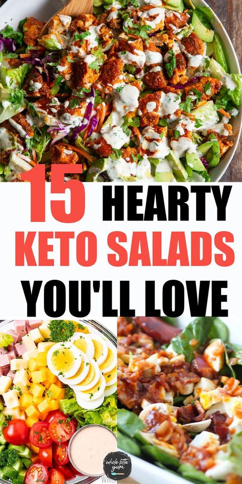 15 keto salad recipes that are healthy, hearty, and easy. The keto salads make a great keto dinner or lunch, plus they're low carb and gluten free Keto Salad Recipes, Keto Quiche, Keto Salads, Keto Salad, Low Carb Salad, Keto Pancakes, Diet Breakfast Recipes, Ketogenic Diet Meal Plan, Healthy Keto